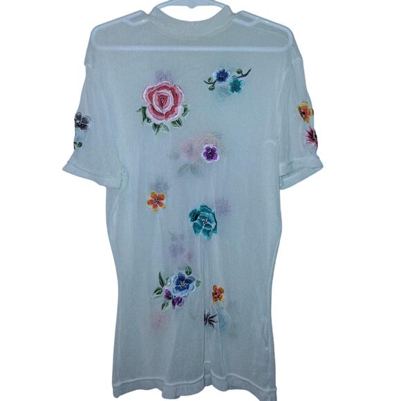 Sheer Floral Mesh Top – Embroidered Detail – One of a Kind - Picture 1 of 2
